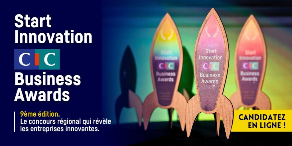 Hand Partners présent aux CIC Business Awards 2024: logo du cic avec des fusées